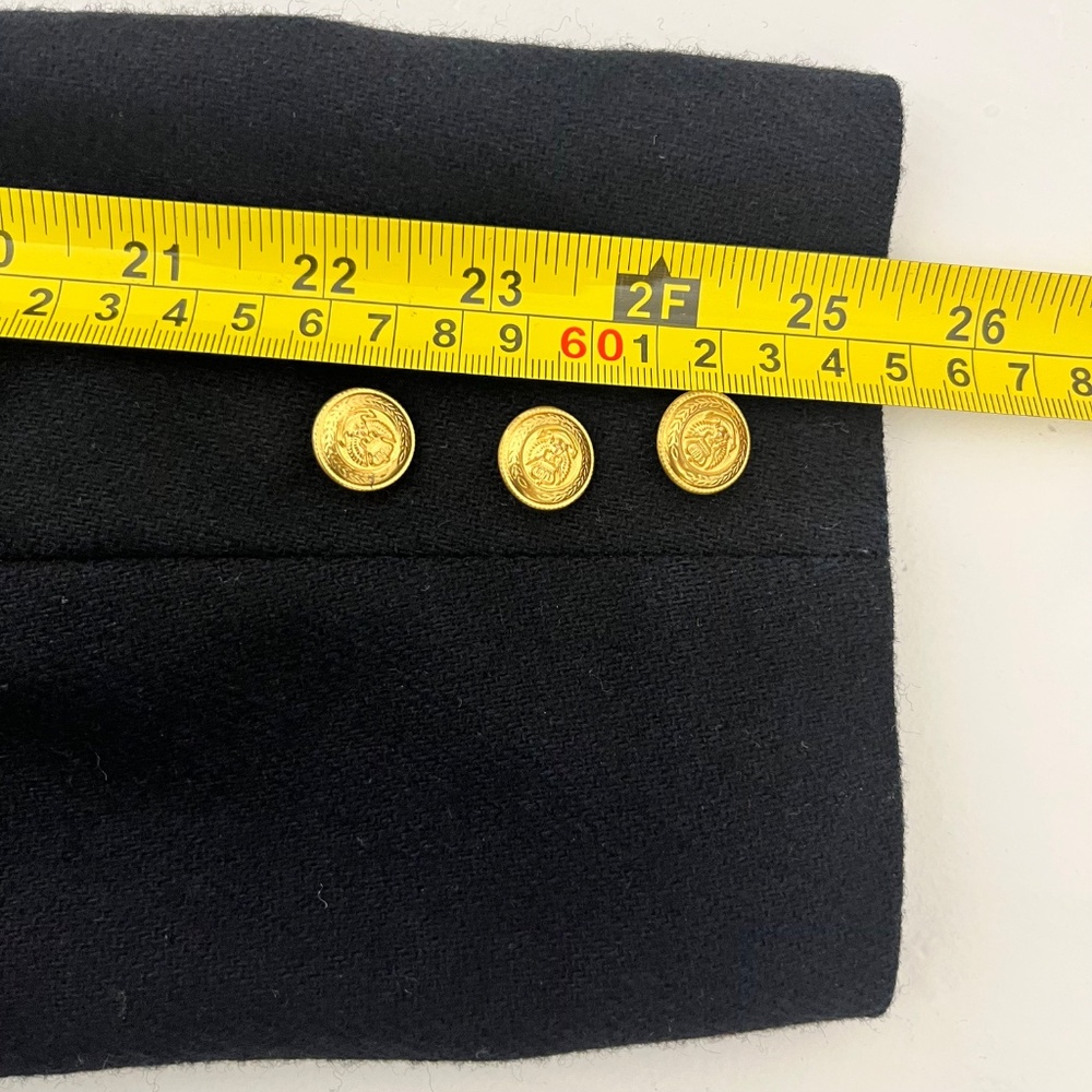 Worthington Womens 14T Wool Blend Double Breasted Pant Suit Black Gold Buttons - Picture 11 of 11